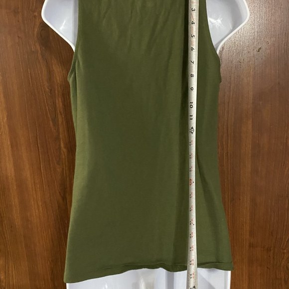 Loft Green sleeveless top tank top ruffle collar and near sleeve XS Dark Green - Picture 3 of 5